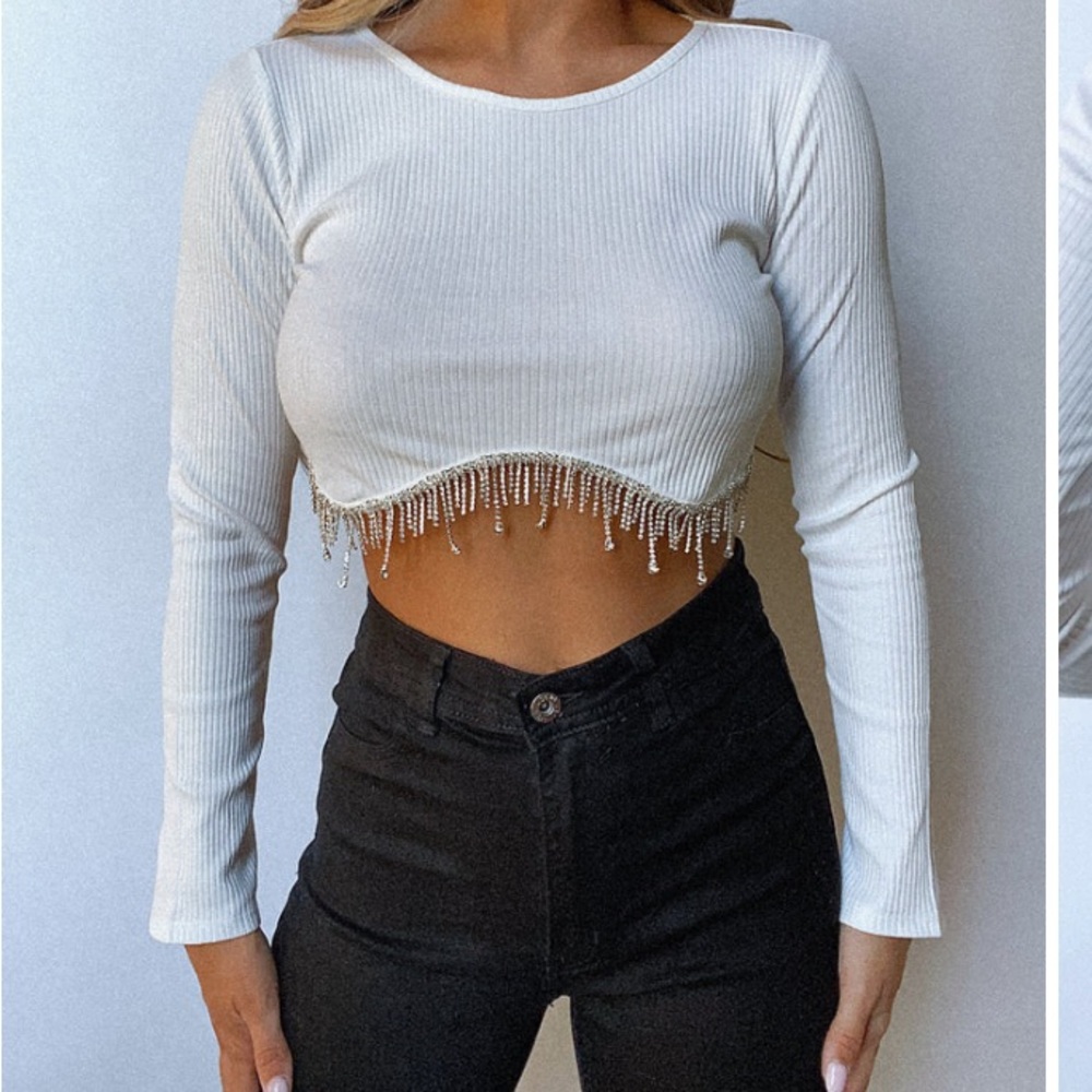 NWT Rhinestone Crop